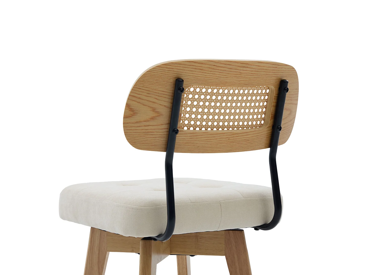 Set van 2 draaibare eetkamerstoelen met gevlochten rug en chenille zitting