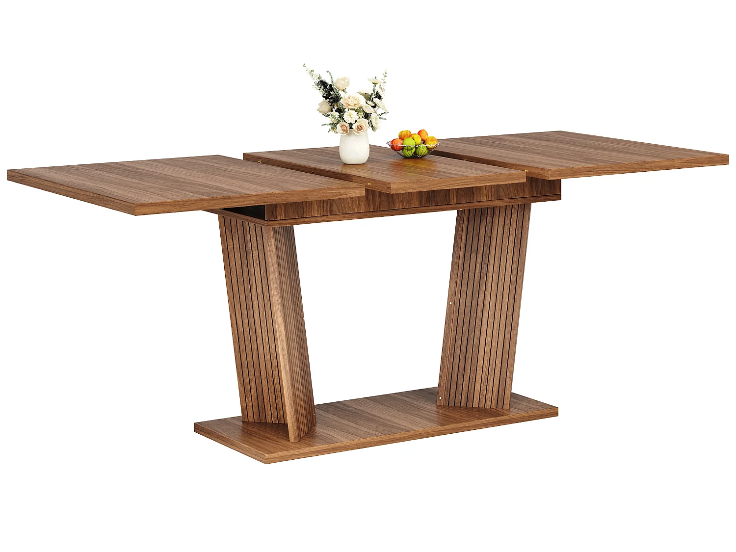 Table à manger extensible avec doubles supports inclinés pour 4 à 6 personnes 120 à 160 cm
