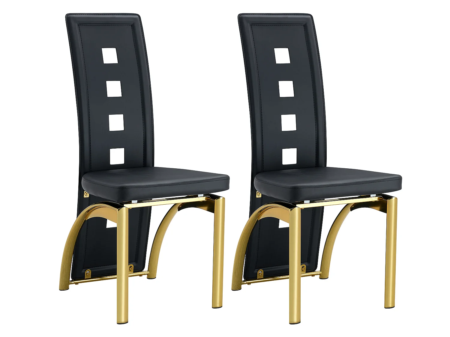 Set van 2 eetkamerstoelen met hoge geometrische rugleuning en metalen poten