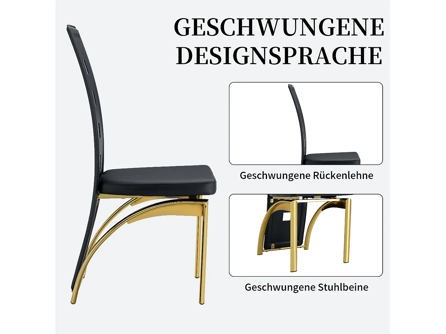 Set van 2 eetkamerstoelen met hoge geometrische rugleuning en metalen poten