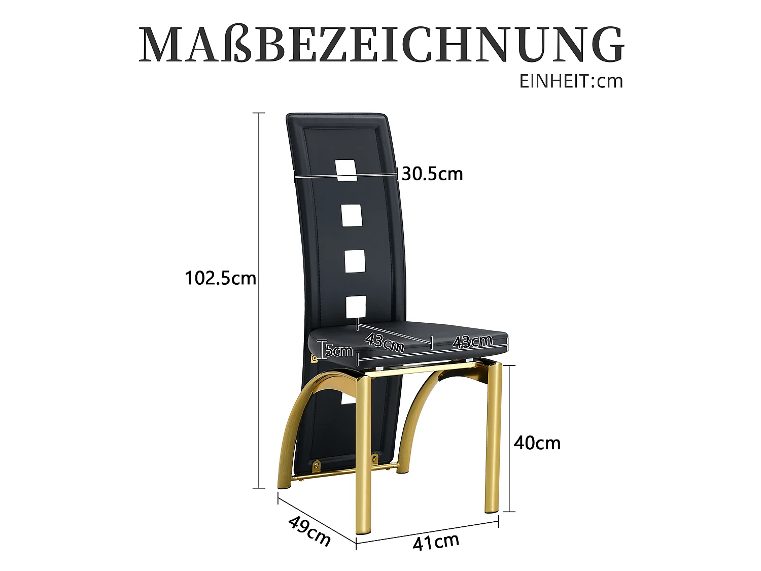 Set van 2 eetkamerstoelen met hoge geometrische rugleuning en metalen poten