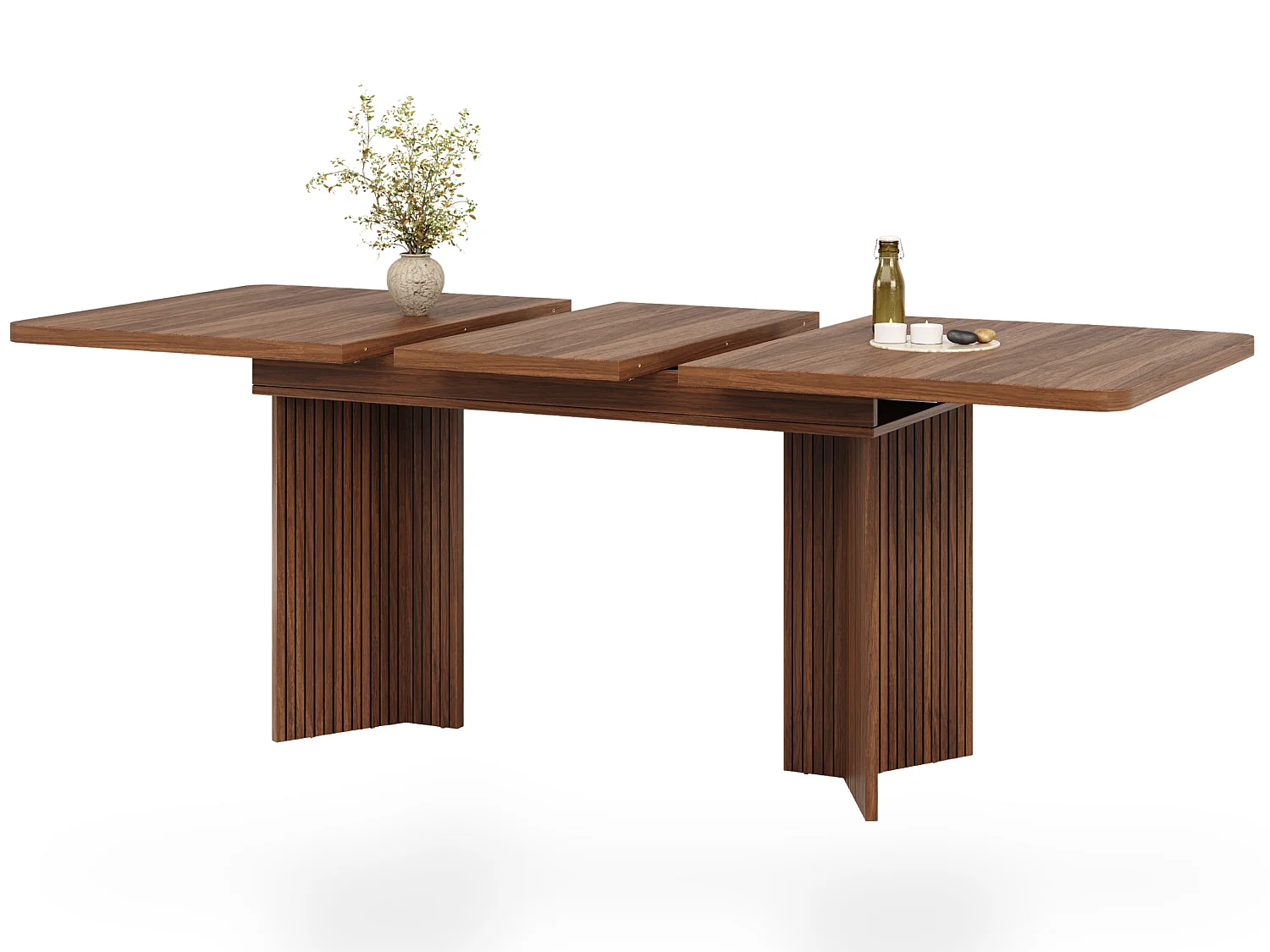 Table à manger rectangulaire extensible avec pieds en V rainurés pour 4 à 6 personnes 120 à 160 cm