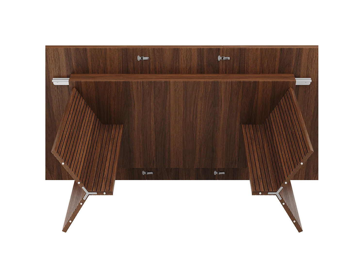 Table à manger rectangulaire extensible avec pieds en V rainurés pour 4 à 6 personnes 120 à 160 cm