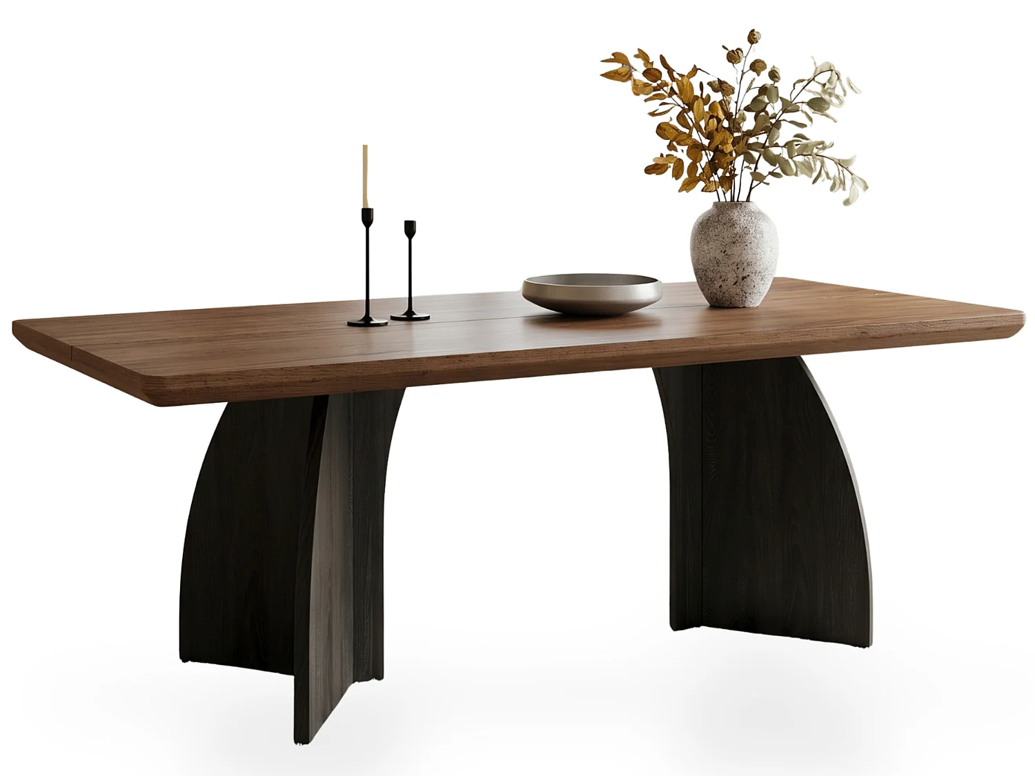 Table à manger rectangulaire aux angles arrondis et pieds courbés pour 4 à 6 personnes 160 x 80 cm