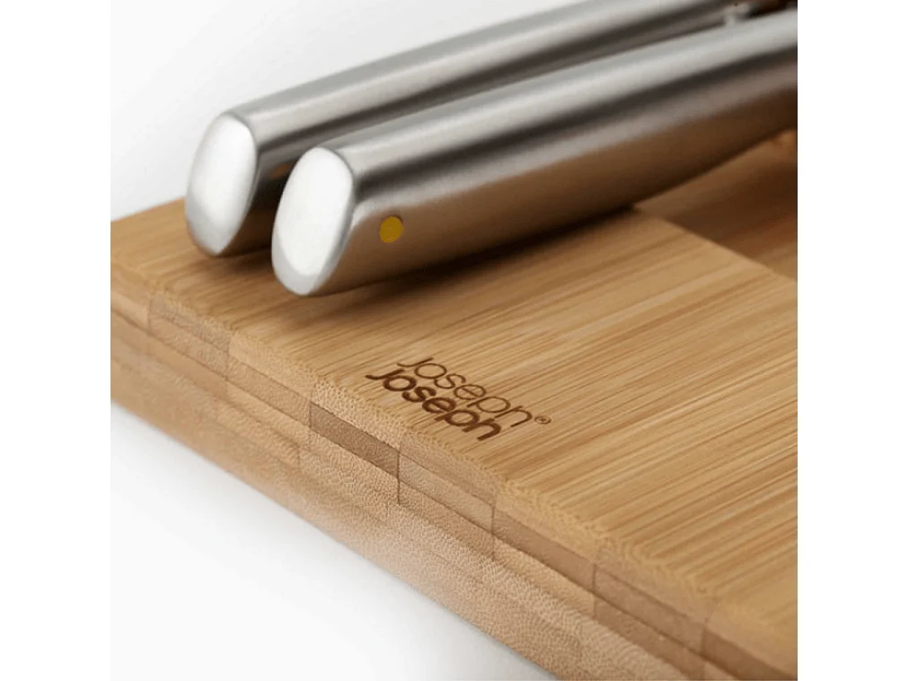 DrawerStore™ Joseph Joseph Bamboo Large, range-couteaux à 2 niveaux en bambou pour cuisine, couleur naturelle.