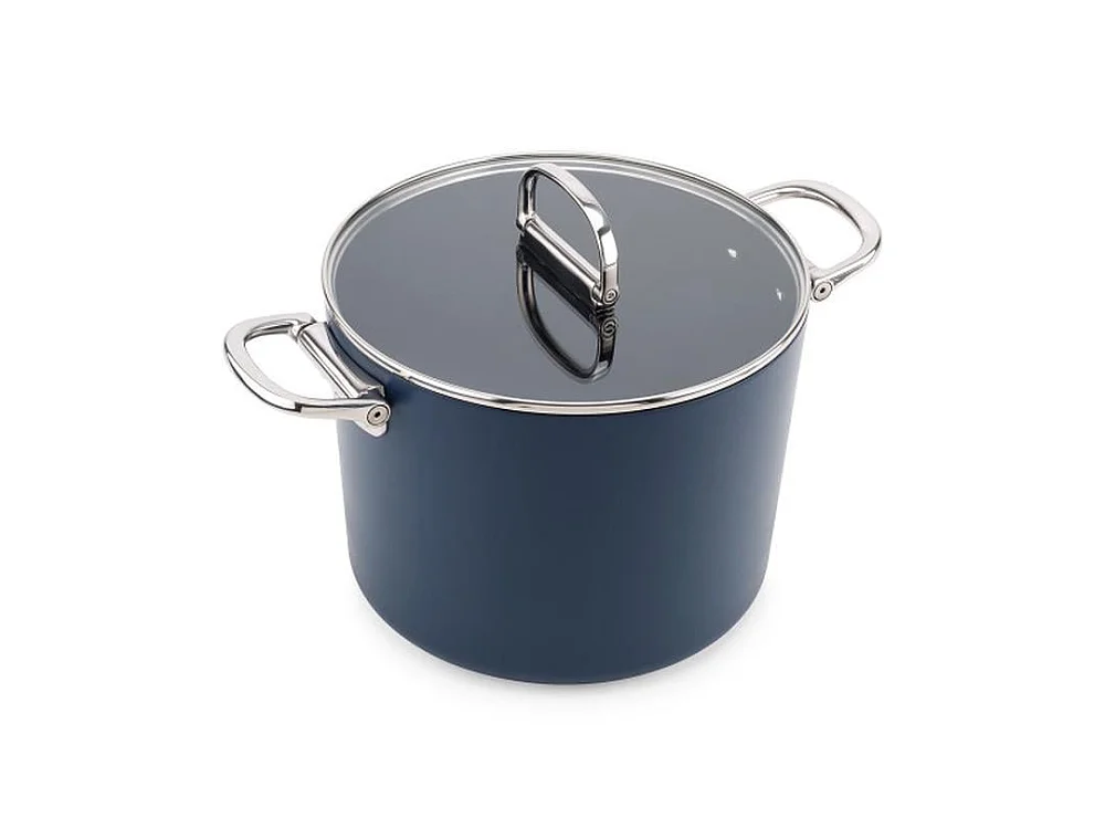 Olla antiadherente Joseph Joseph Space de 25 cm (8.5 qt), mango plegable inoxidable, apta para inducción y horno hasta 232°C, almacenamiento compacto.