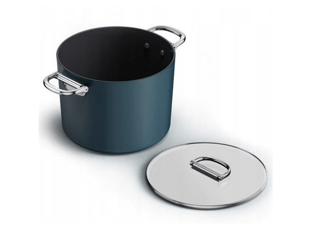 Olla antiadherente Joseph Joseph Space de 25 cm (8.5 qt), mango plegable inoxidable, apta para inducción y horno hasta 232°C, almacenamiento compacto.