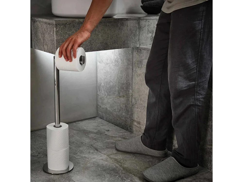 Support papier toilette 2 en 1 Joseph Joseph EasyStore Luxe, élégant en acier inoxydable, capacité de 4 rouleaux, facile à monter