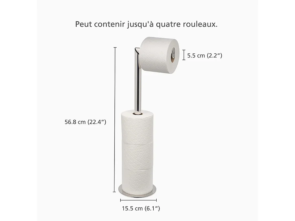 Support papier toilette 2 en 1 Joseph Joseph EasyStore Luxe, élégant en acier inoxydable, capacité de 4 rouleaux, facile à monter