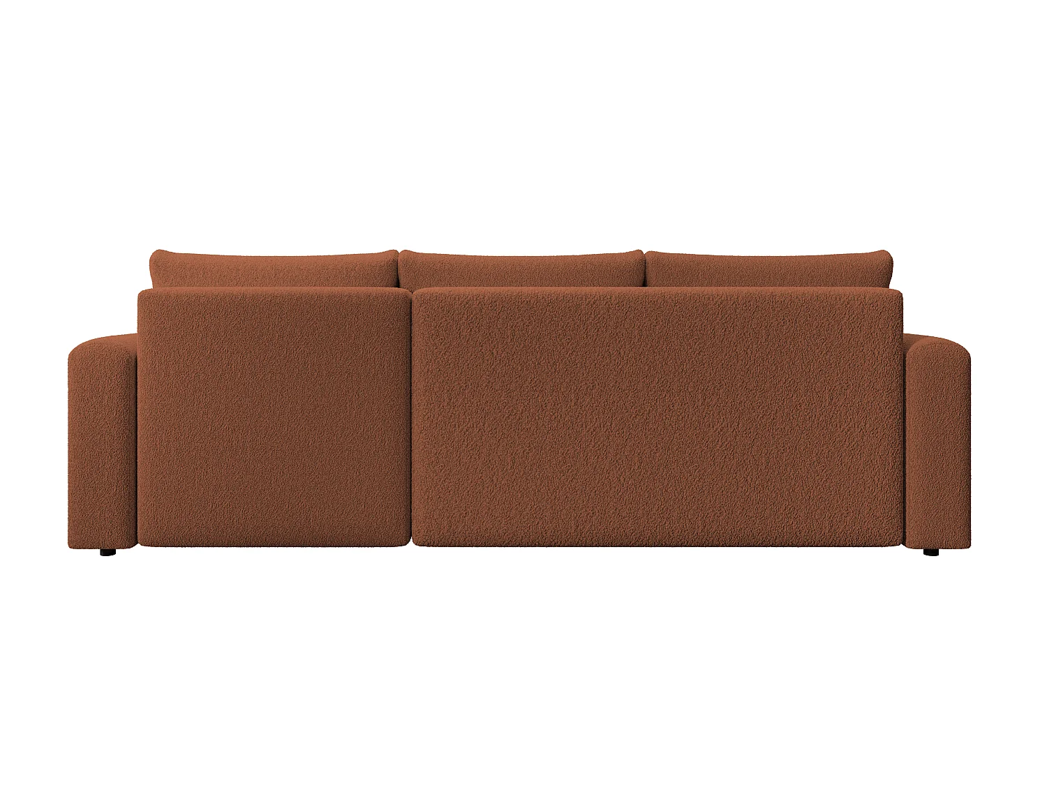 ECKSOFA DORA L, Eckcouch in L-Form mit Schlaffunktion und Bettkasten, Farbe: Orange, Bouclé-Stoff, Ottomane Rechts
