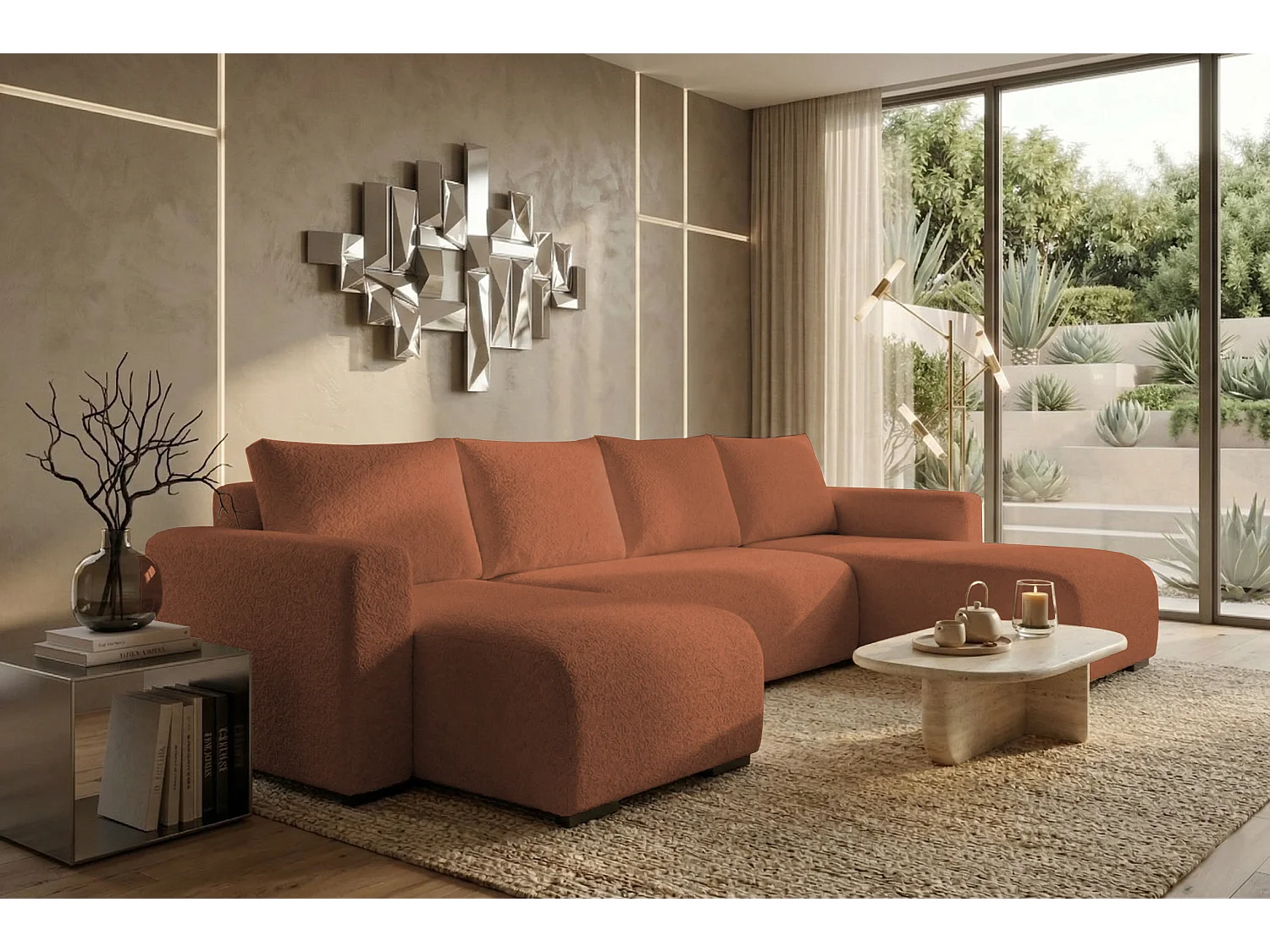 WOHNLANDSCHAFT DORA U mit Bettkasten und Schlaffunktion, U-Form, bequem
