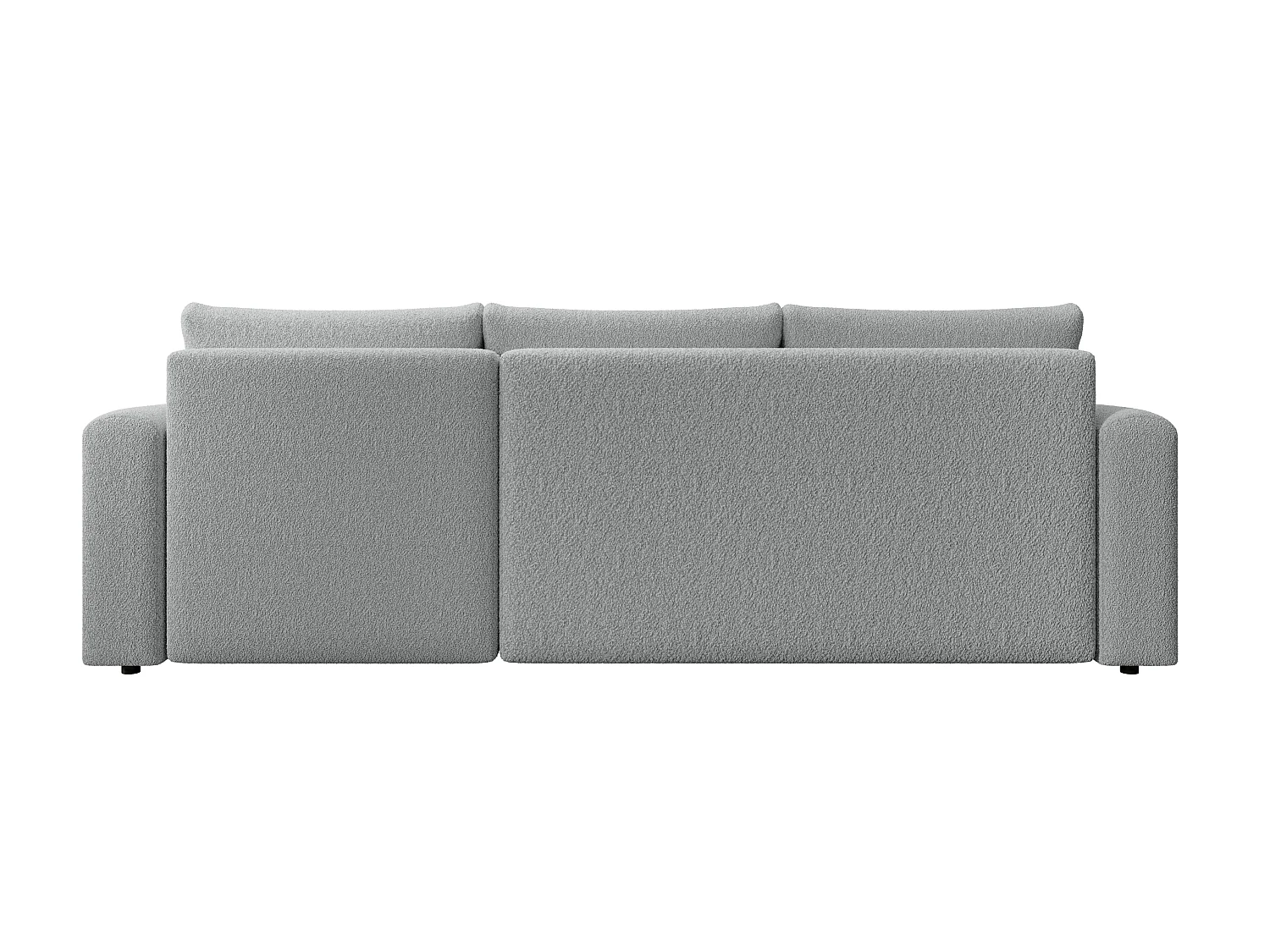 ECKSOFA DORA L, Eckcouch in L-Form mit Schlaffunktion und Bettkasten, Farbe: Grau, Bouclé-Stoff, Ottomane Rechts