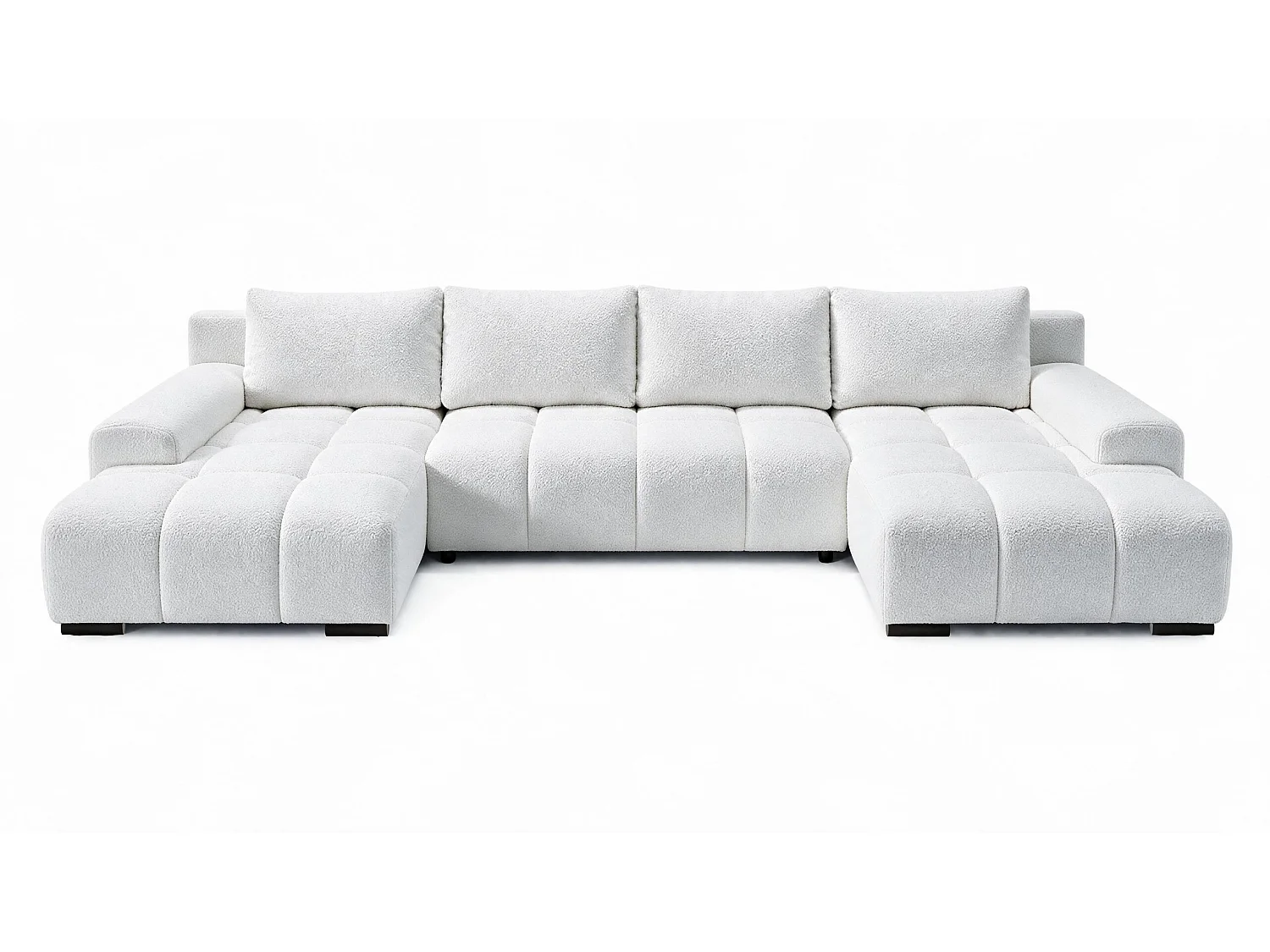 WOHNLANDSCHAFT OVIA U mit Bettkasten und Schlaffunktion, Bouclé-Stoff in U-Form
