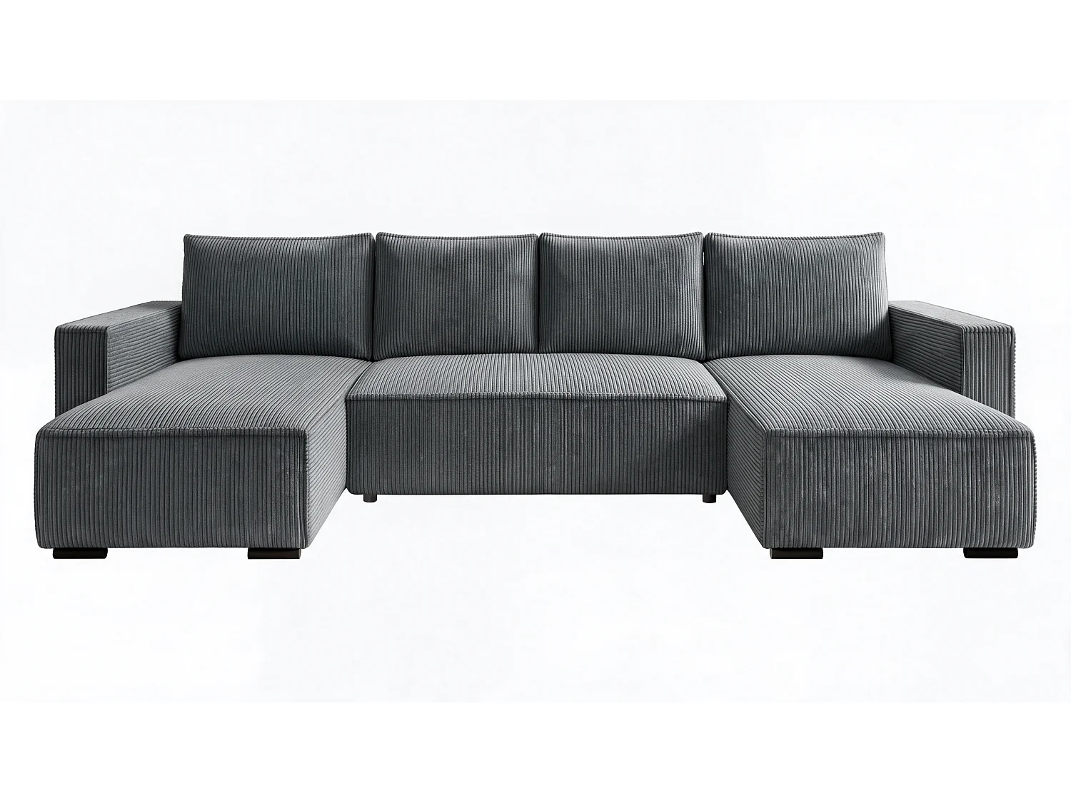 WOHNLANDSCHAFT CUDDY U mit Schlaffunktion und Bettkasten, Farbe: Dunkelgrau, Cordstoff