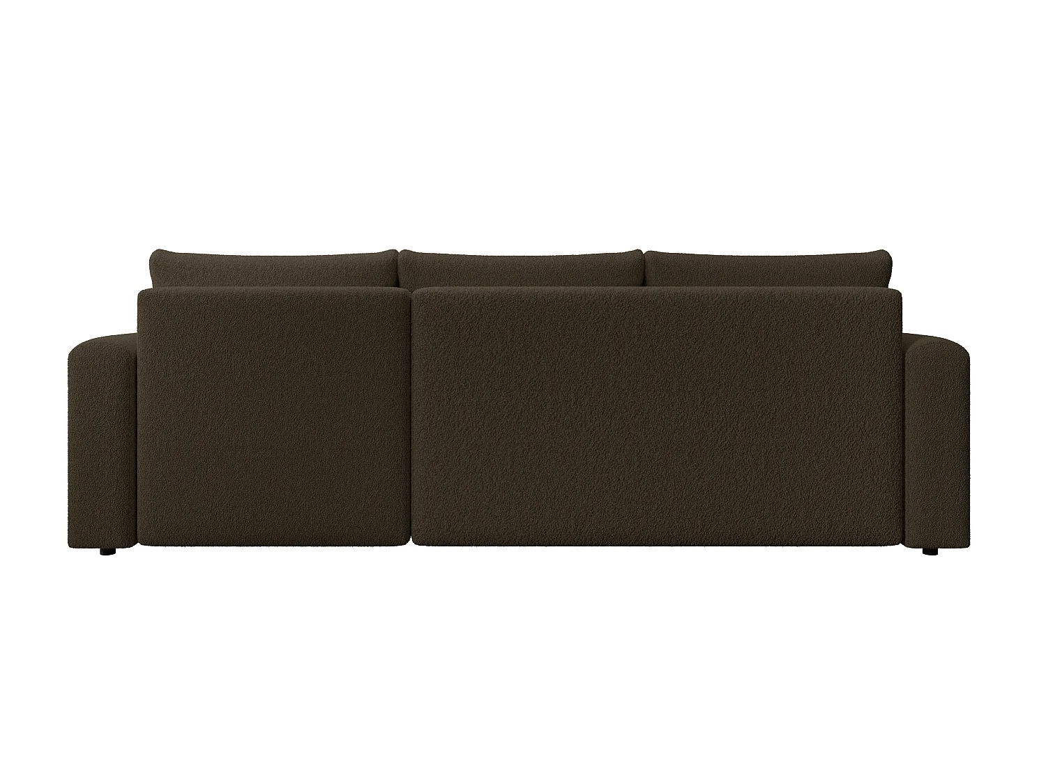 ECKSOFA DORA L, Eckcouch in L-Form mit Schlaffunktion und Bettkasten, Farbe: Dunkelbraun, Bouclé-Stoff, Ottomane Rechts