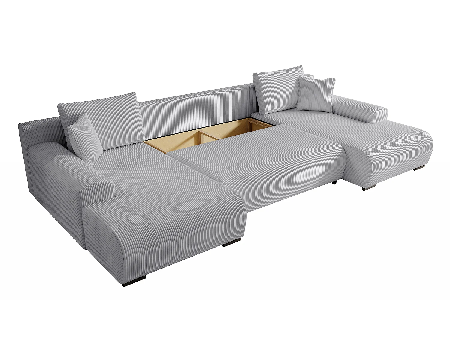 WOHNLANDSCHAFT Nelly U mit Bettkasten und Schlaffunktion, Cordstoff in U-Form