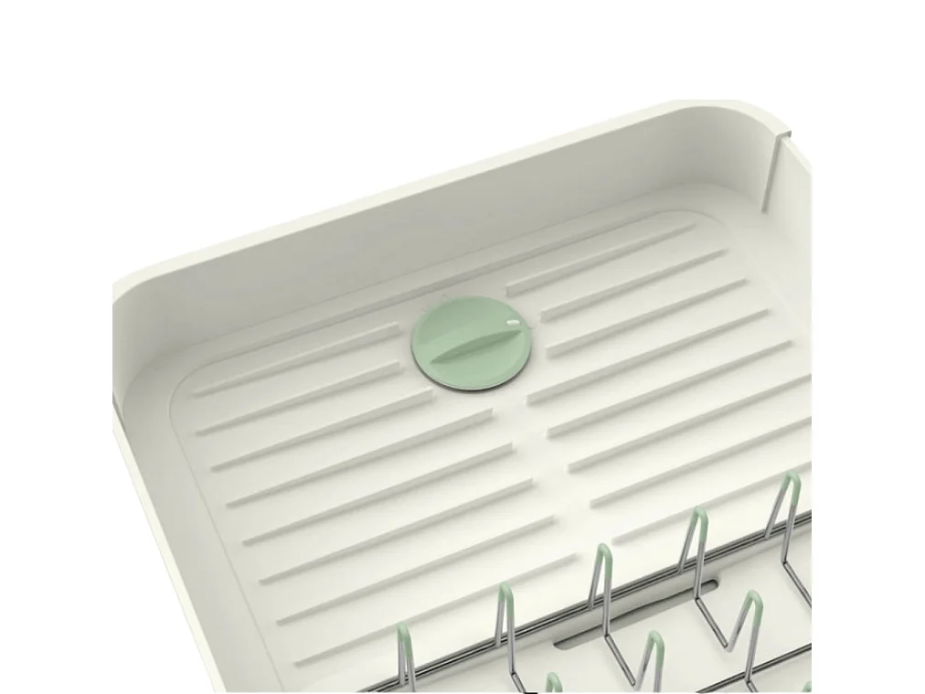 Uitbreidbaar afdruiprek Joseph Joseph Extend™, efficiënte drainage met bestekhouder en niet-schurende tanden, kleur Stone/Green.