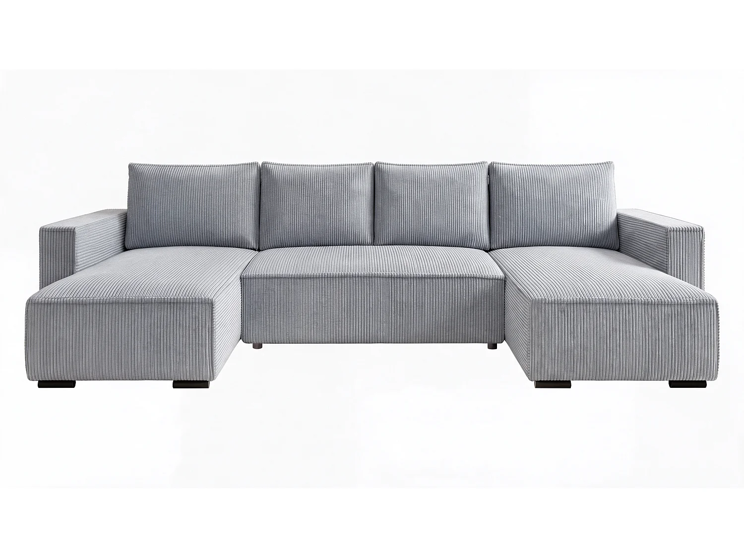 WOHNLANDSCHAFT CUDDY U mit Schlaffunktion und Bettkasten, Farbe: Grau, Cordstoff