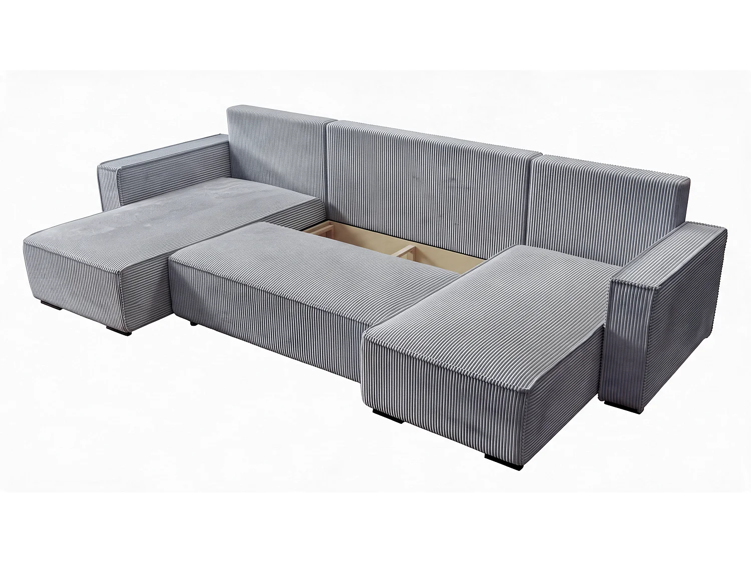 WOHNLANDSCHAFT CUDDY U mit Schlaffunktion und Bettkasten, Farbe: Grau, Cordstoff
