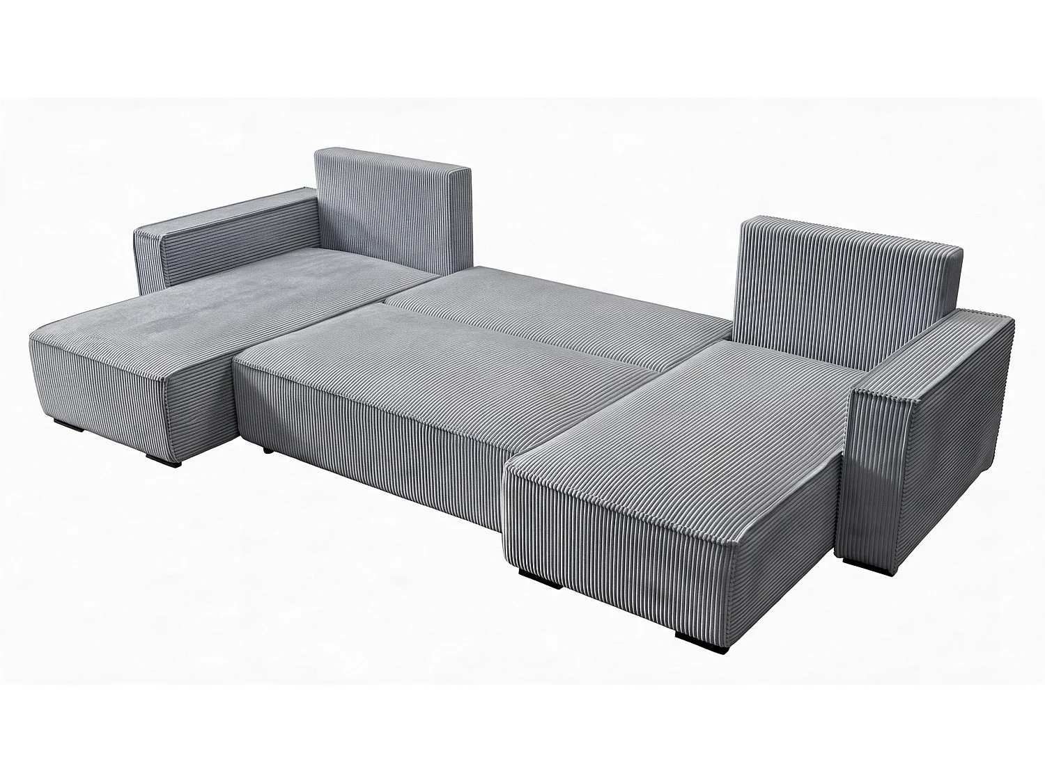 WOHNLANDSCHAFT CUDDY U mit Schlaffunktion und Bettkasten, Farbe: Grau, Cordstoff