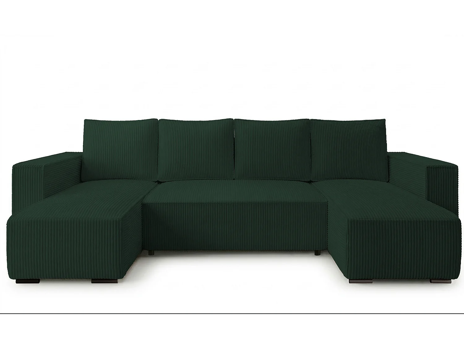 WOHNLANDSCHAFT CUDDY U mit Schlaffunktion und Bettkasten, Farbe: Grün, Cordstoff