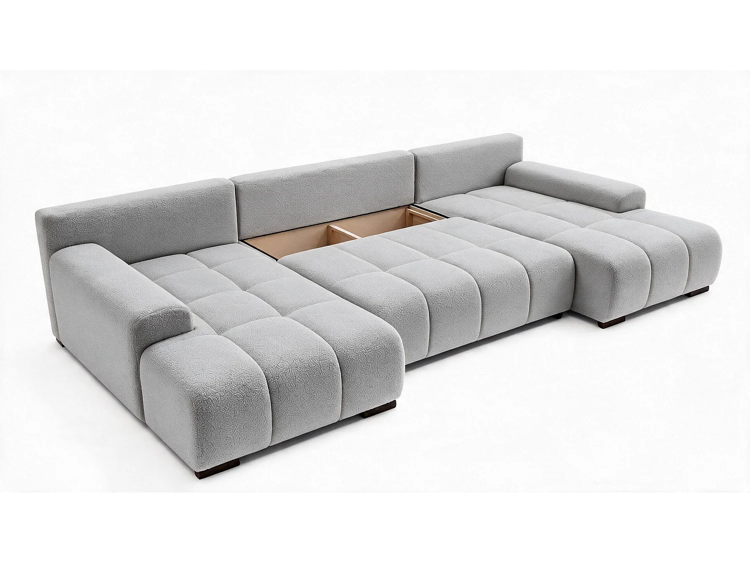 WOHNLANDSCHAFT OVIA U mit Bettkasten und Schlaffunktion, Bouclé-Stoff in U-Form