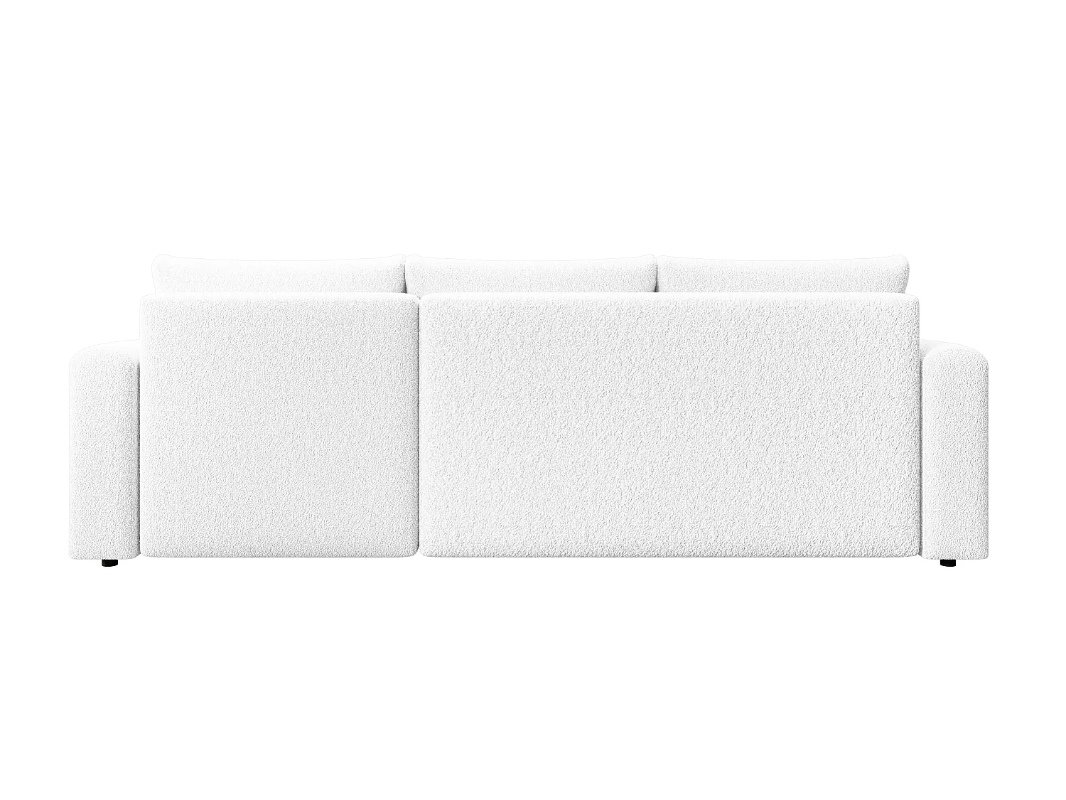 ECKSOFA DORA L, Eckcouch in L-Form mit Schlaffunktion und Bettkasten, Farbe: Weiß, Bouclé-Stoff, Ottomane Rechts