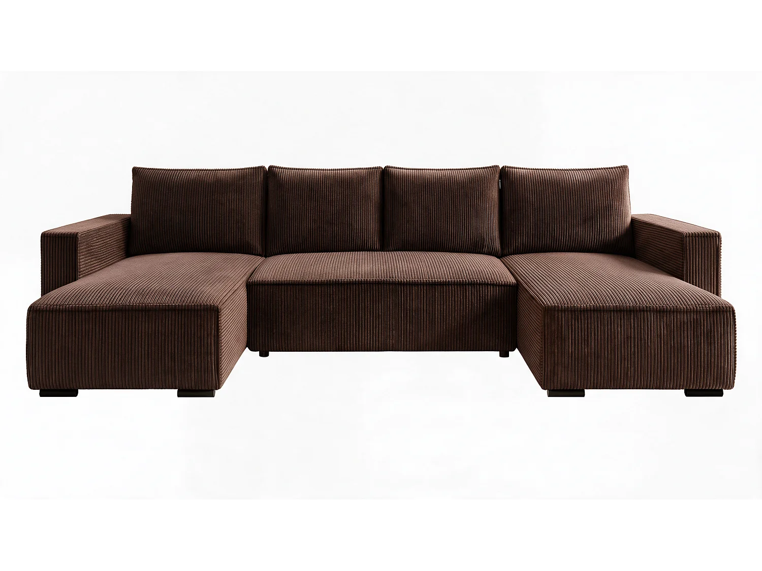 WOHNLANDSCHAFT CUDDY U mit Schlaffunktion und Bettkasten, Farbe: Braun, Cordstoff