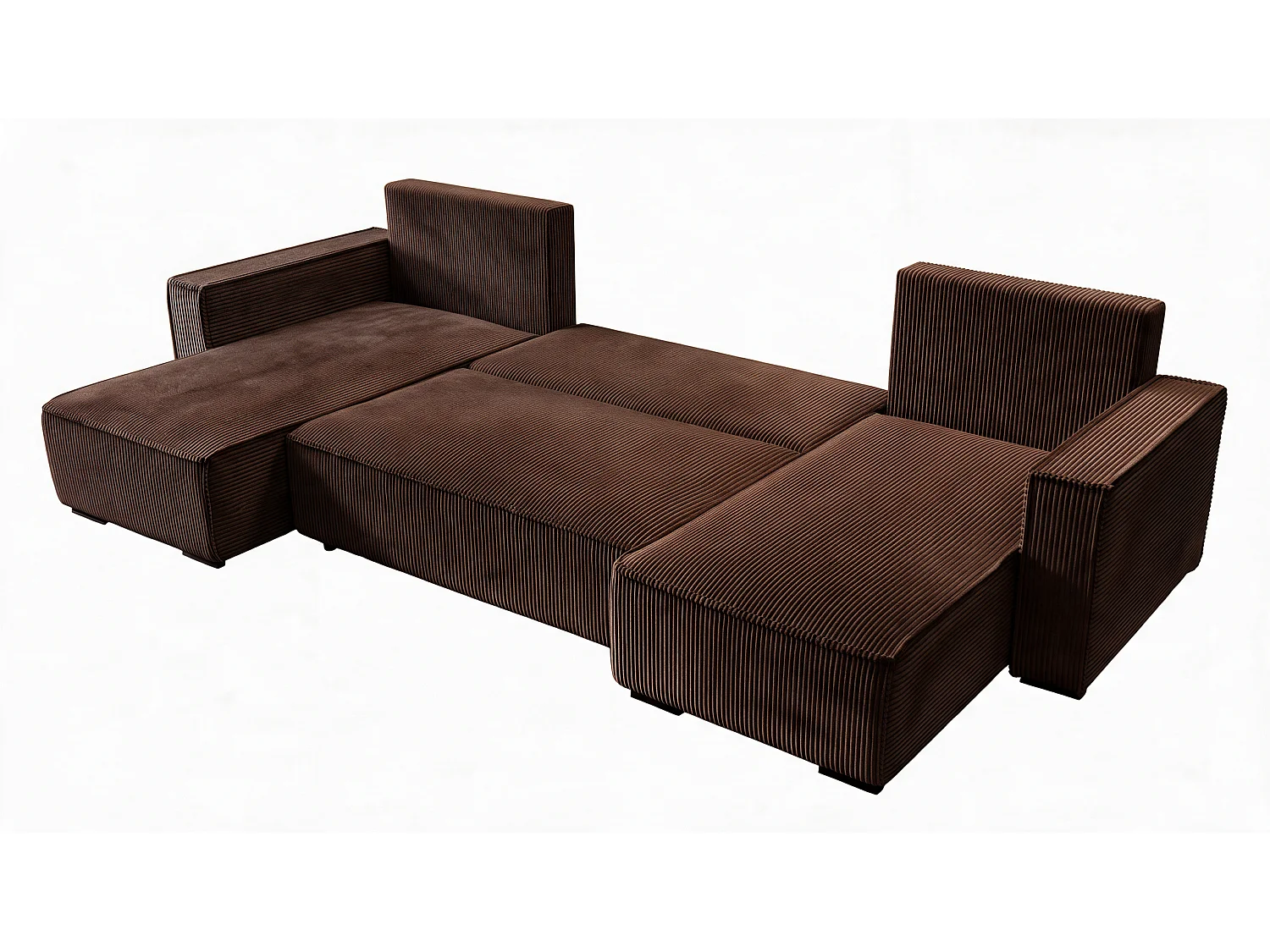 WOHNLANDSCHAFT CUDDY U mit Schlaffunktion und Bettkasten, Farbe: Braun, Cordstoff