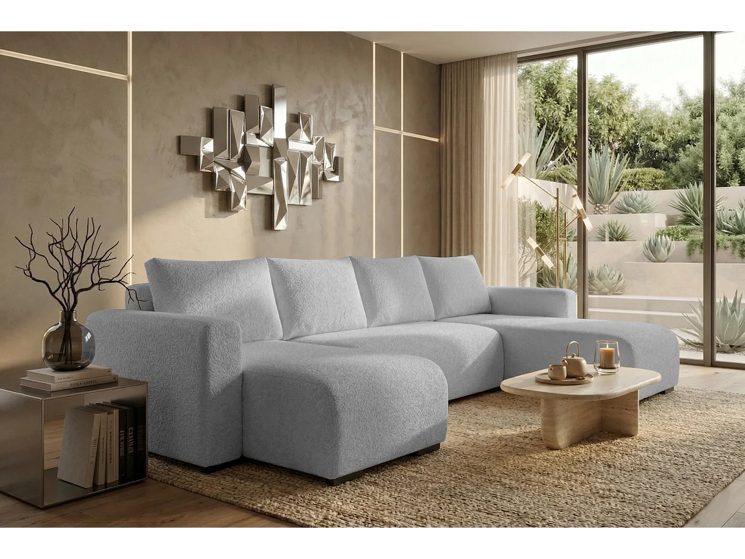 WOHNLANDSCHAFT DORA U mit Bettkasten und Schlaffunktion, U-Form, bequem