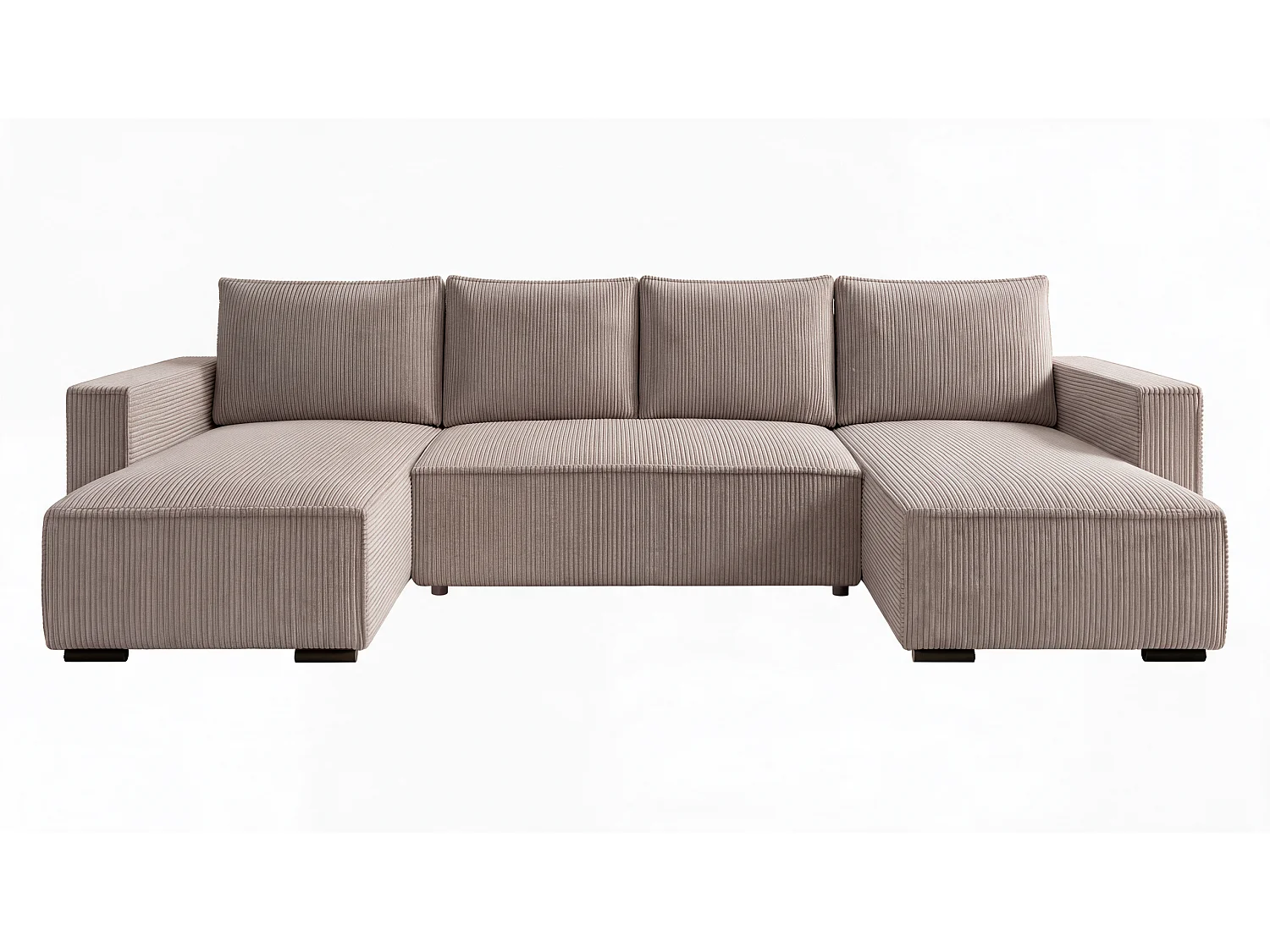 WOHNLANDSCHAFT CUDDY U mit Schlaffunktion und Bettkasten, Farbe: Braun, Cordstoff
