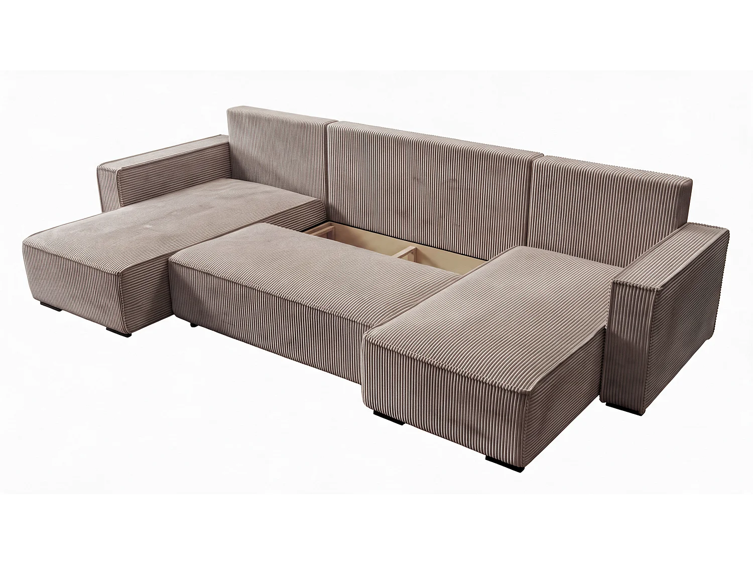 WOHNLANDSCHAFT CUDDY U mit Schlaffunktion und Bettkasten, Farbe: Braun, Cordstoff