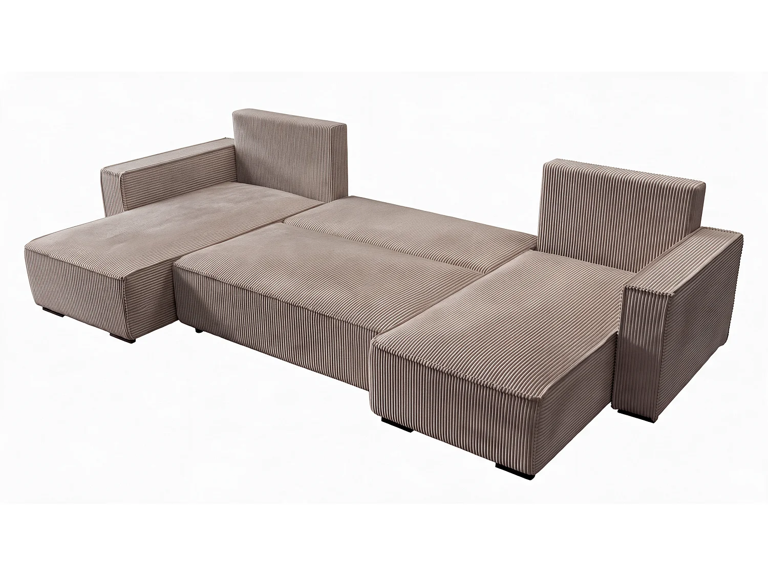 WOHNLANDSCHAFT CUDDY U mit Schlaffunktion und Bettkasten, Farbe: Braun, Cordstoff