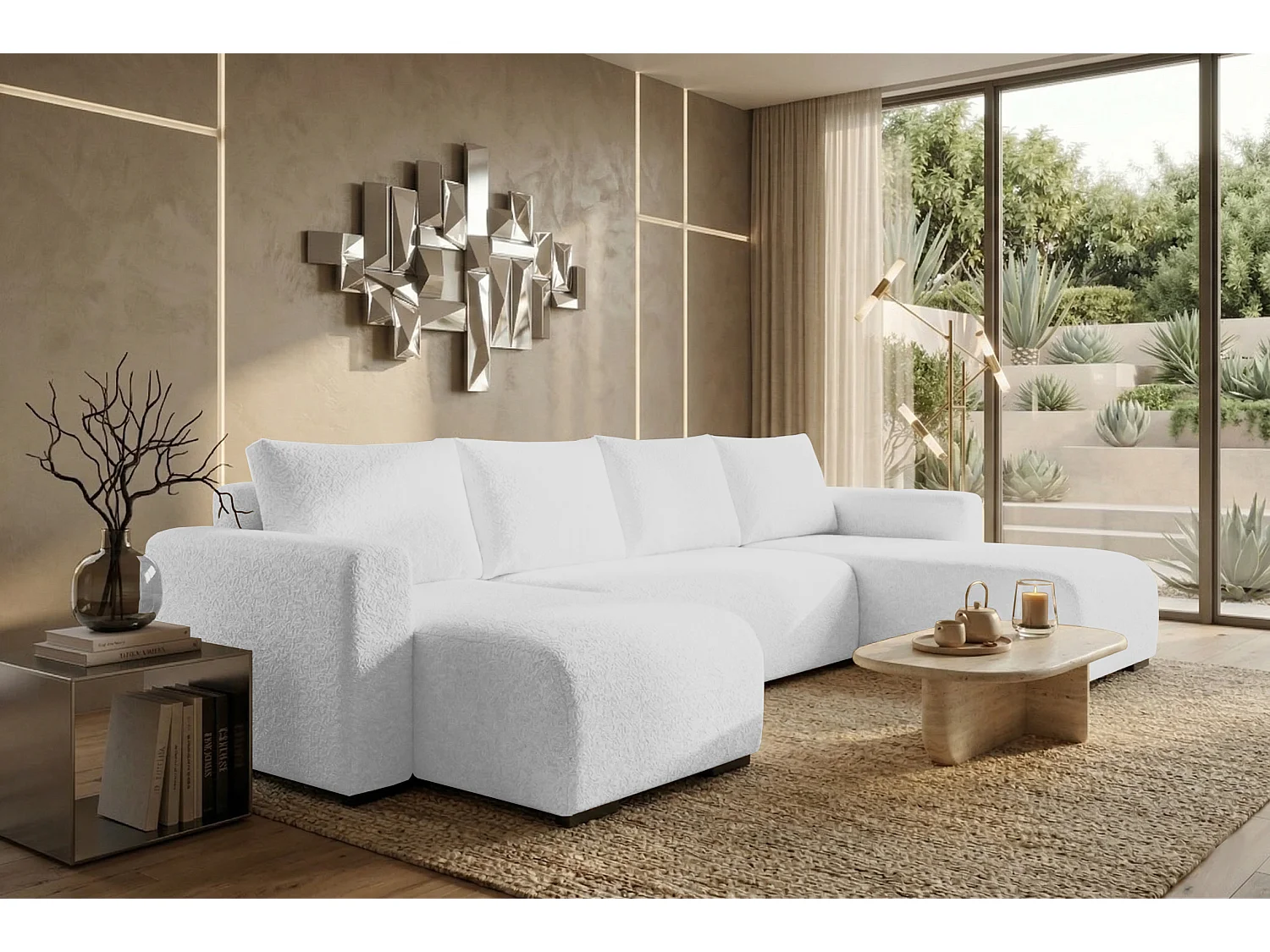 WOHNLANDSCHAFT DORA U mit Bettkasten und Schlaffunktion, U-Form, bequem