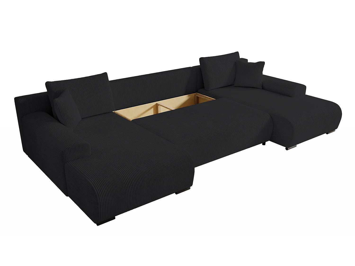 WOHNLANDSCHAFT Nelly U mit Bettkasten und Schlaffunktion, Cordstoff in U-Form