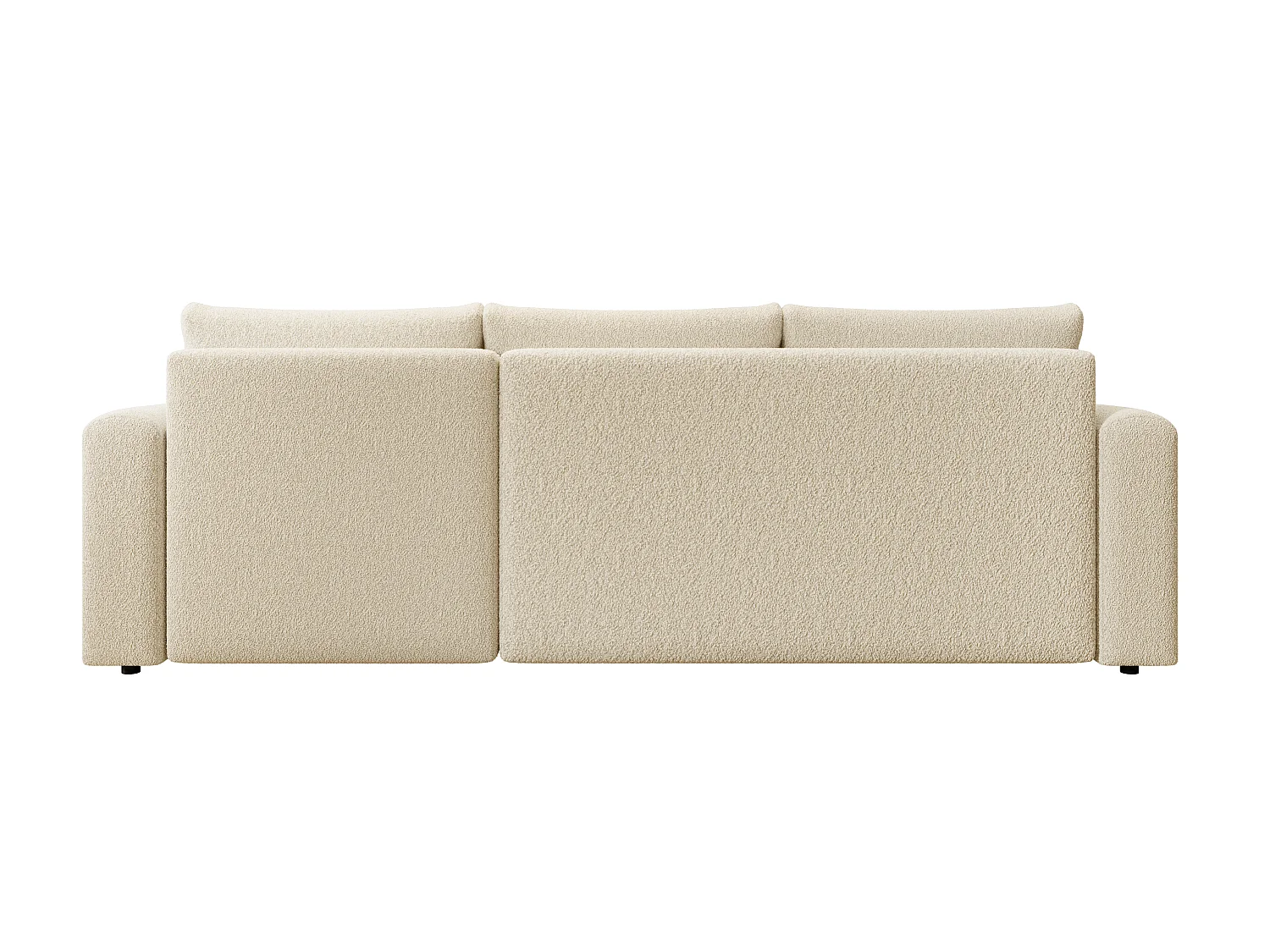 ECKSOFA DORA L, Eckcouch in L-Form mit Schlaffunktion und Bettkasten, Farbe: Beige, Bouclé-Stoff, Ottomane Rechts