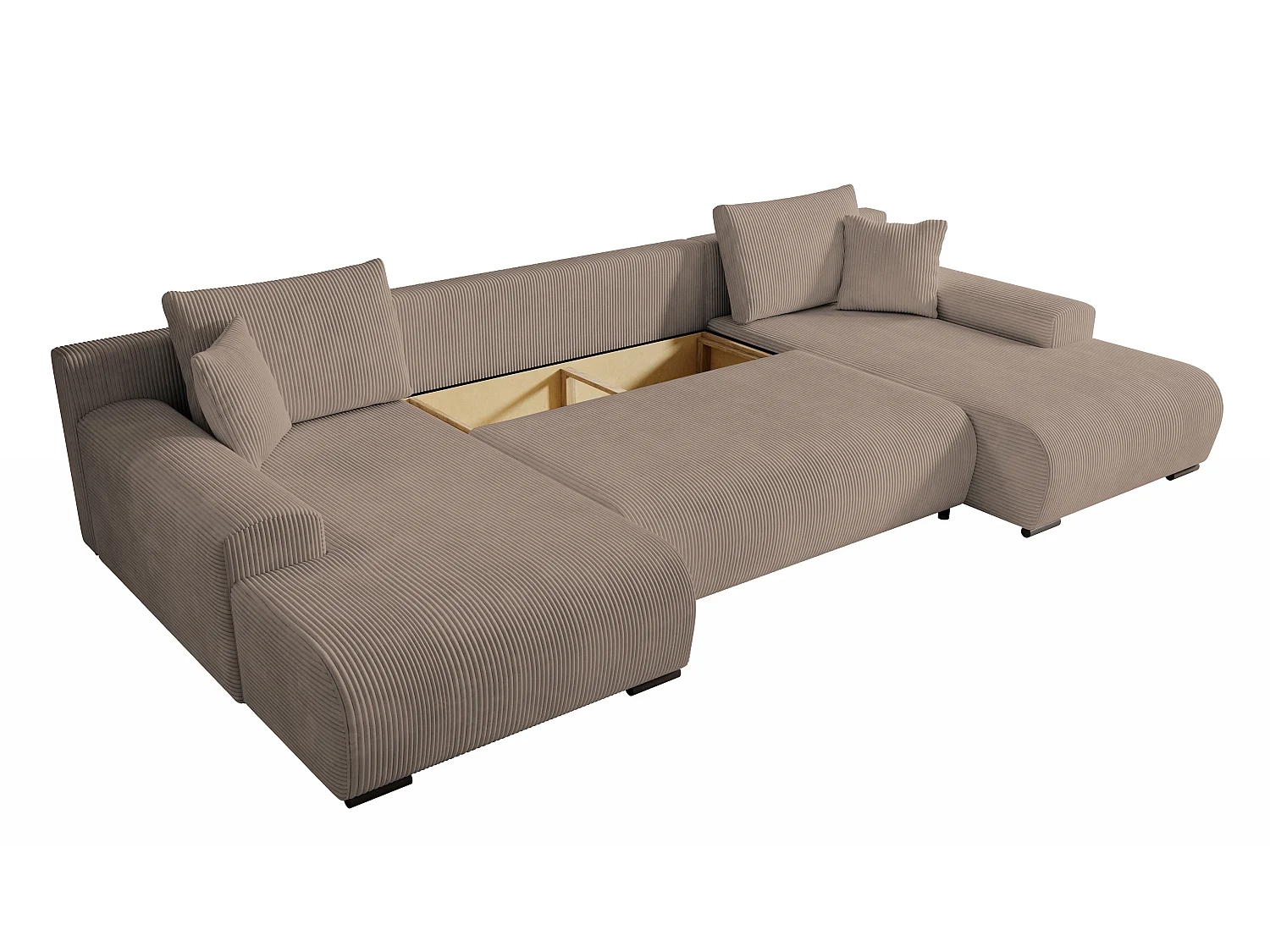 WOHNLANDSCHAFT Nelly U mit Bettkasten und Schlaffunktion, Cordstoff in U-Form