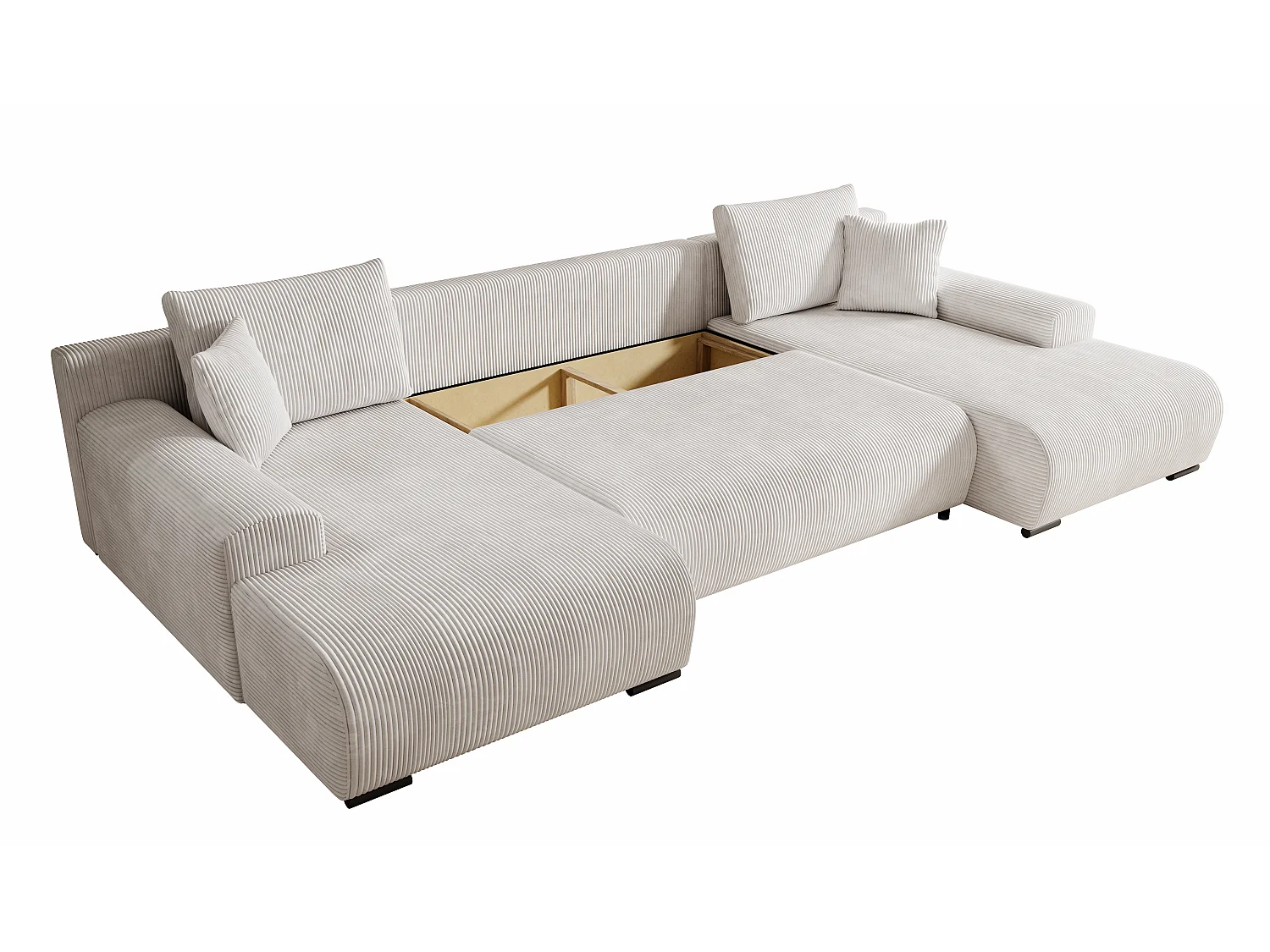WOHNLANDSCHAFT Nelly U mit Bettkasten und Schlaffunktion, Cordstoff in U-Form