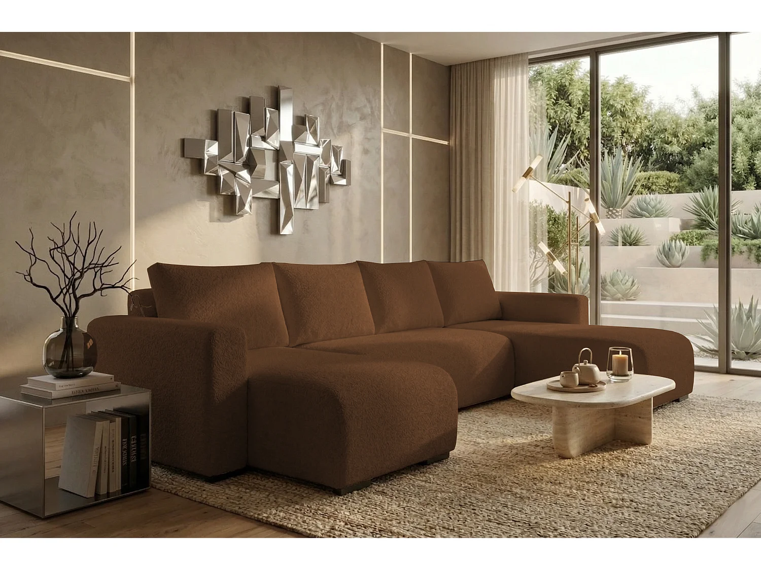 WOHNLANDSCHAFT DORA U mit Bettkasten und Schlaffunktion, U-Form, bequem