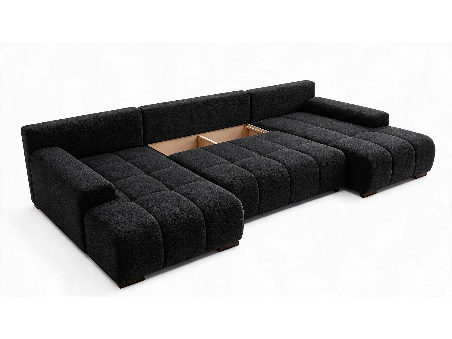 WOHNLANDSCHAFT OVIA U mit Bettkasten und Schlaffunktion, Bouclé-Stoff in U-Form