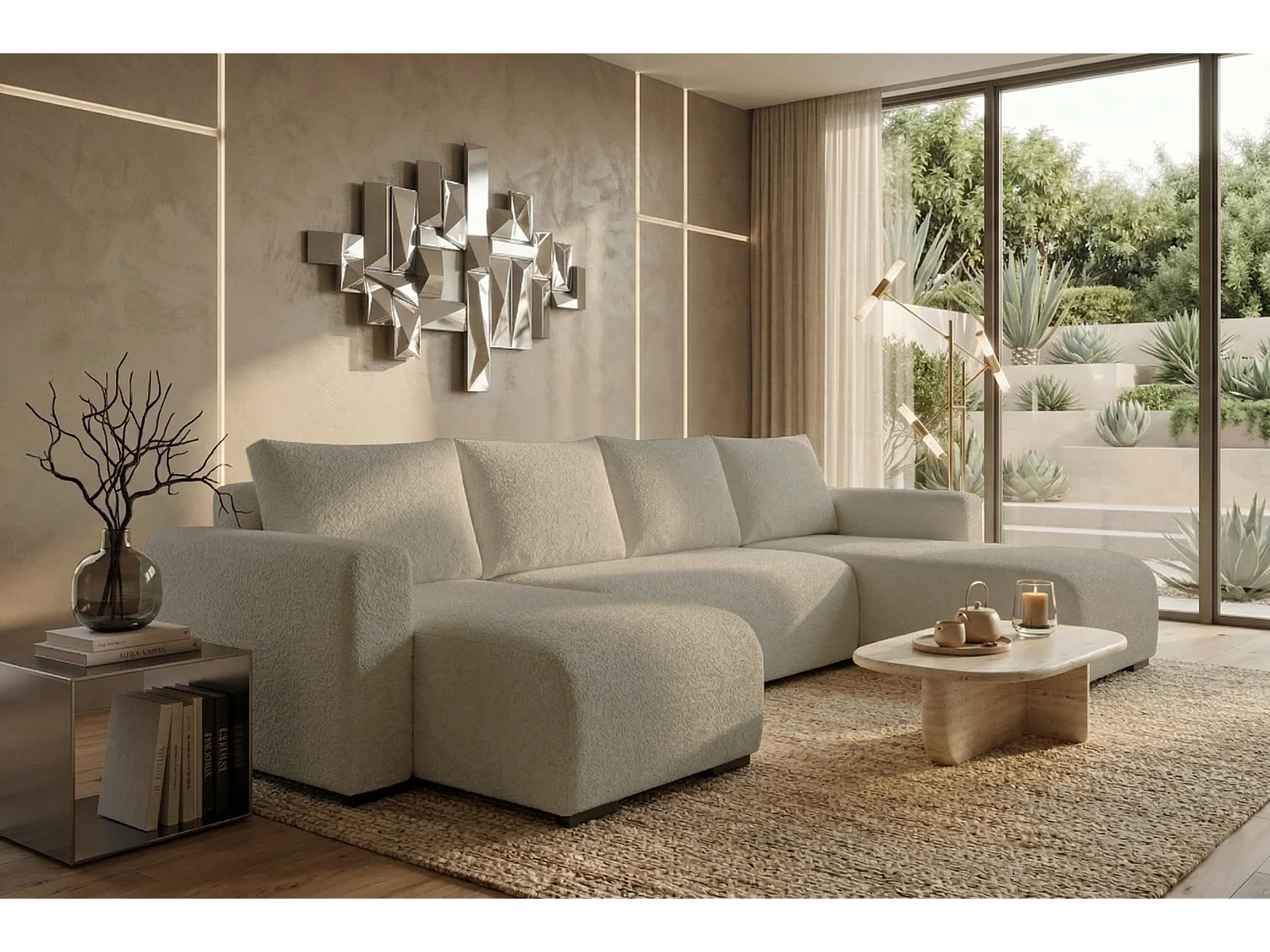 WOHNLANDSCHAFT DORA U mit Bettkasten und Schlaffunktion, U-Form, bequem