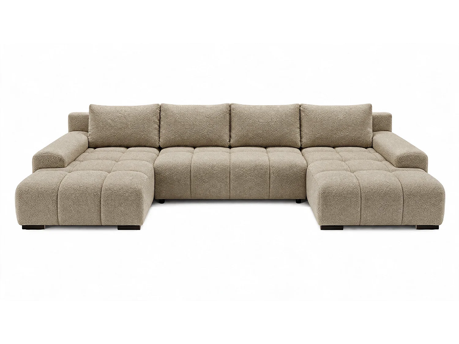 WOHNLANDSCHAFT OVIA U mit Bettkasten und Schlaffunktion, Bouclé-Stoff in U-Form