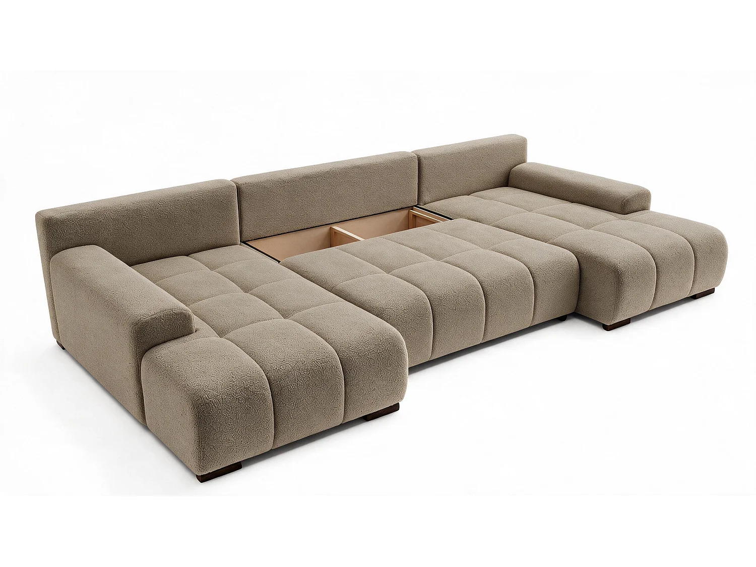 WOHNLANDSCHAFT OVIA U mit Bettkasten und Schlaffunktion, Bouclé-Stoff in U-Form