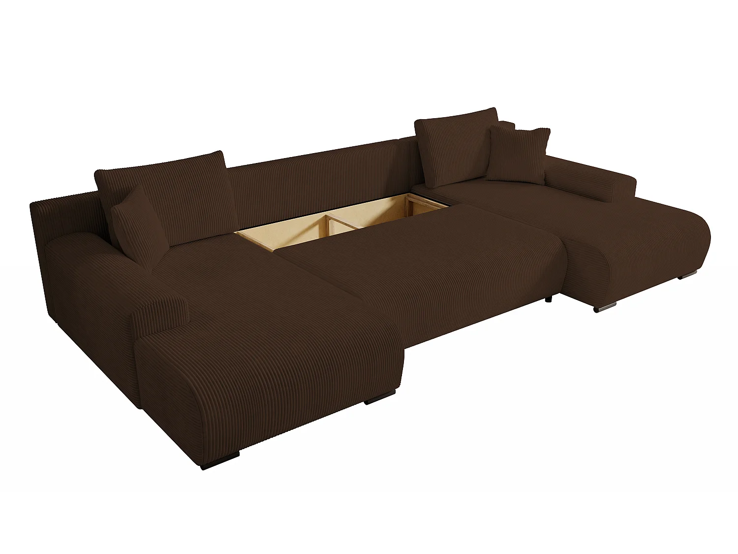 WOHNLANDSCHAFT Nelly U mit Bettkasten und Schlaffunktion, Cordstoff in U-Form