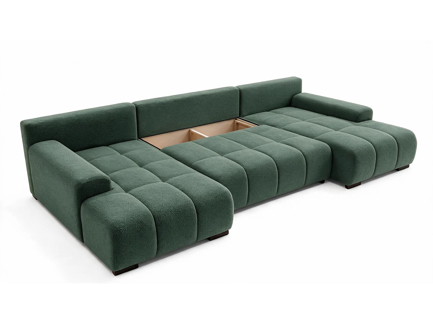 WOHNLANDSCHAFT OVIA U mit Bettkasten und Schlaffunktion, Bouclé-Stoff in U-Form