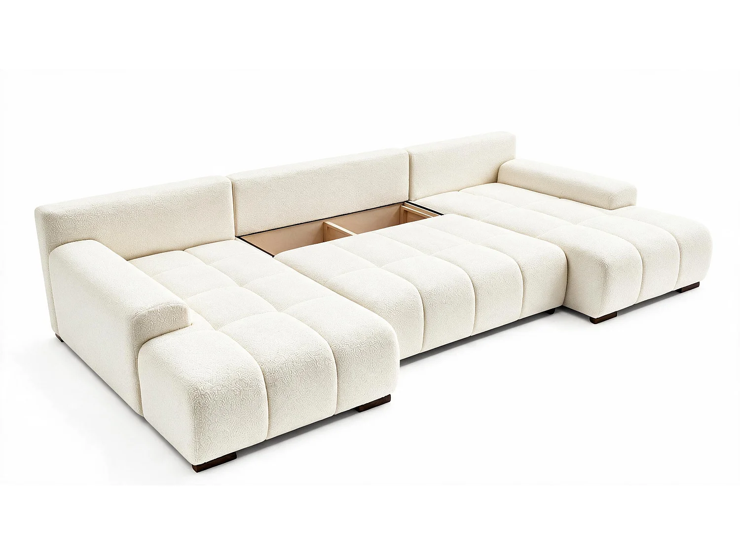 WOHNLANDSCHAFT OVIA U mit Bettkasten und Schlaffunktion, Bouclé-Stoff in U-Form