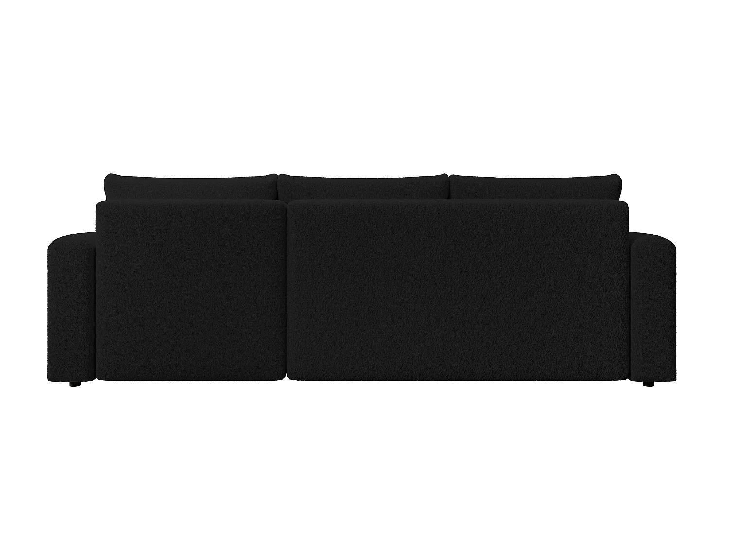 ECKSOFA DORA L, Eckcouch in L-Form mit Schlaffunktion und Bettkasten, Farbe: Schwarz, Bouclé-Stoff, Ottomane Rechts