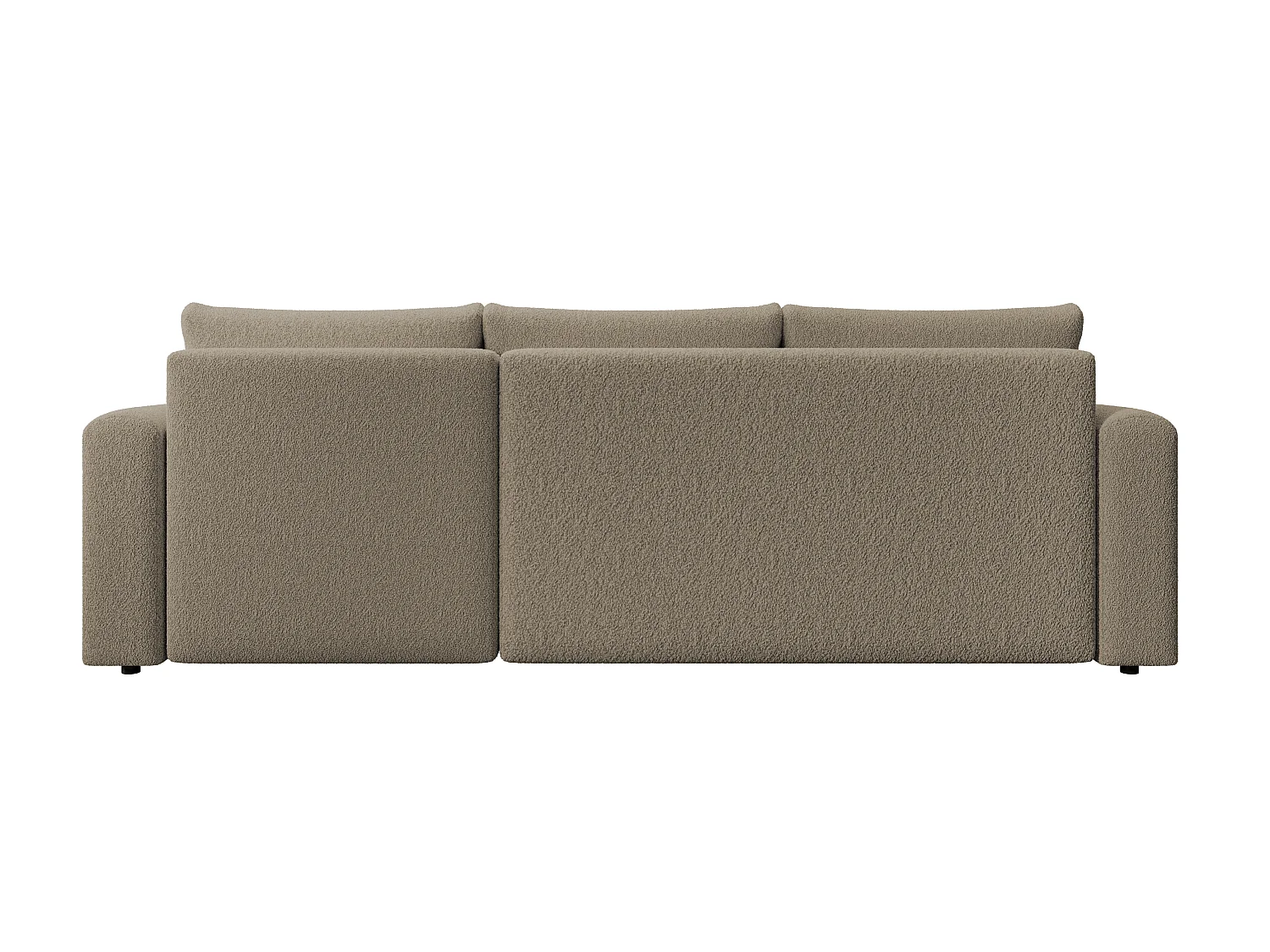 ECKSOFA DORA L, Eckcouch in L-Form mit Schlaffunktion und Bettkasten, Farbe: Hellbraun, Bouclé-Stoff, Ottomane Rechts