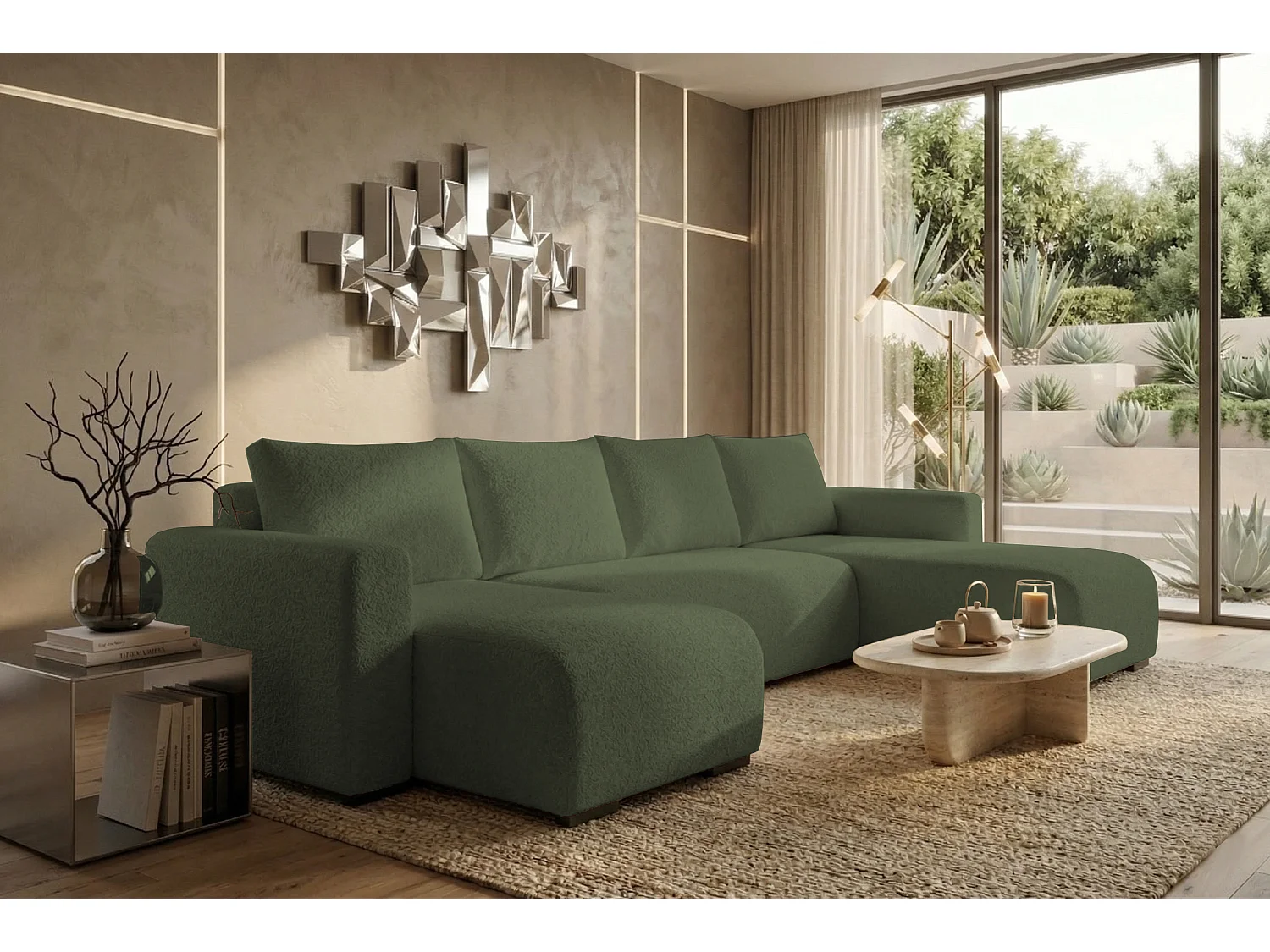 WOHNLANDSCHAFT DORA U mit Bettkasten und Schlaffunktion, U-Form, bequem