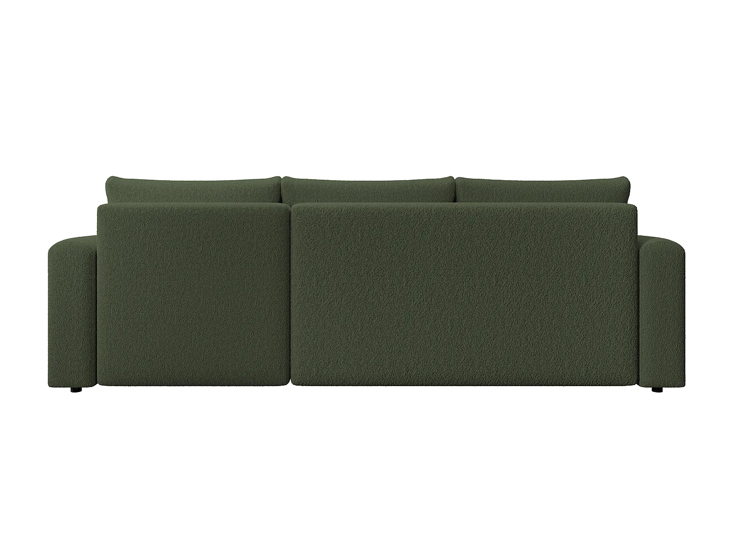 ECKSOFA DORA L, Eckcouch in L-Form mit Schlaffunktion und Bettkasten, Farbe: Grün, Bouclé-Stoff, Ottomane Rechts